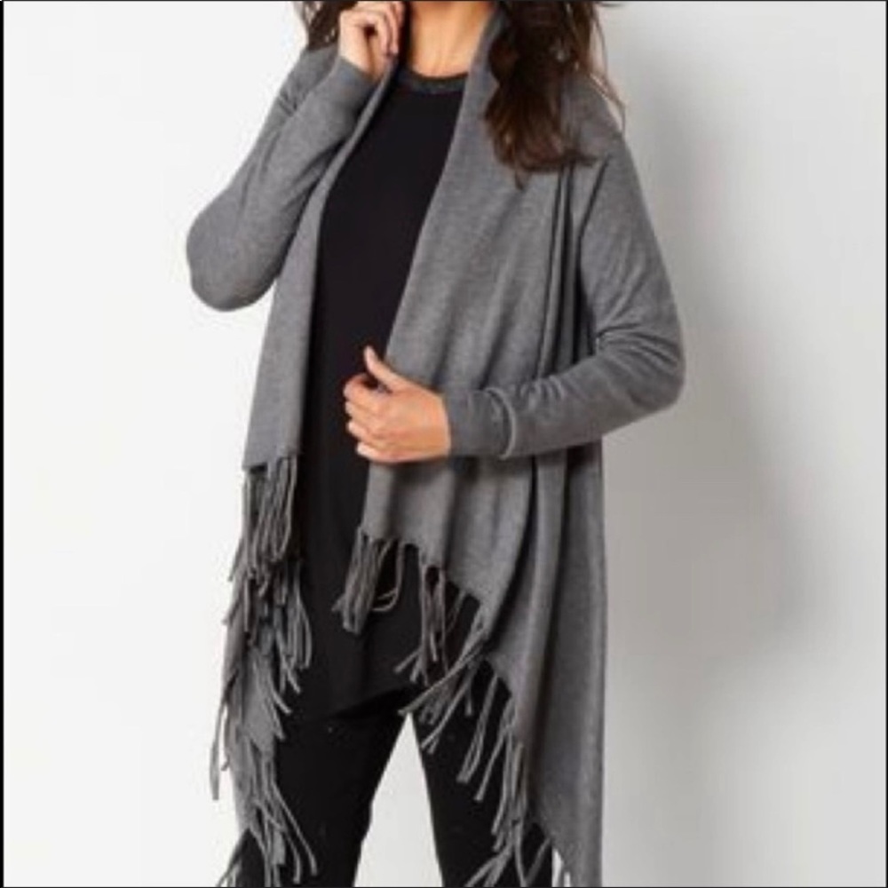 Diane Gilman Gray Fringe Sweater
